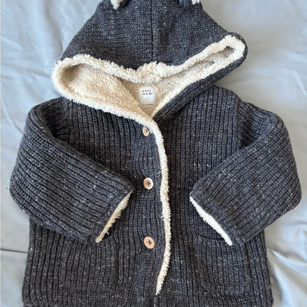 GAP Gray and Cream Baby Cardigan
